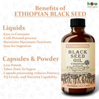 Ethiopian Black Seed Oil 16oz – Cold Pressed Nigella Sativa | High Thymoquinone 3.45% Black Cumin Seed Oil | 100% Pure Unrefined Liquid | Immune, Skin, Hair & Digestive Support | Large Glass Bottle