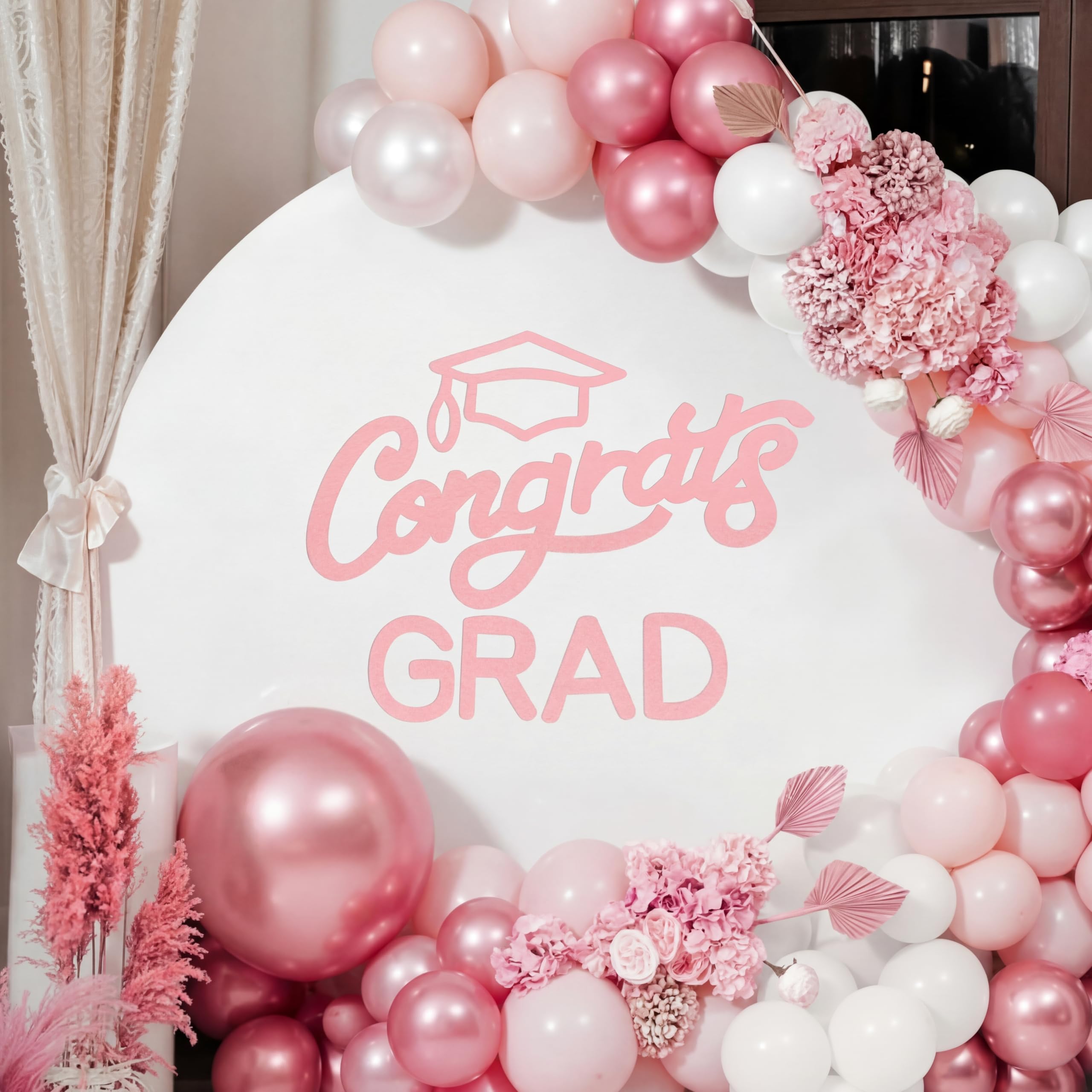 Mindsoft Pink Felt Congrats Grad Sticker Sign for Backdrop Graduation Decor for Party Congrats Grad Class of 2026 Event Letter Sign Graduation Party Balloon Arch Backdrop Decor Supplies