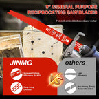 50 Pack 9 Inch 8/14TPI Reciprocating Saw Blades for Wood and Nail-Embedded Wood Demolition, Metal Cutting for 1/8-3/8 Medium Metals and PVC Pallets etc.- Compatible with Diablo Bi-Metal Blades