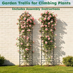 Shomextol 2 Pcs 60" H X 11.8" W Trellis for Climbing Plants Outdoor, Small Metal Garden Trellis for Outside, Sturdy Support Garden Plant Trellis Arch for Rose Cucumber Flower Vine Decor