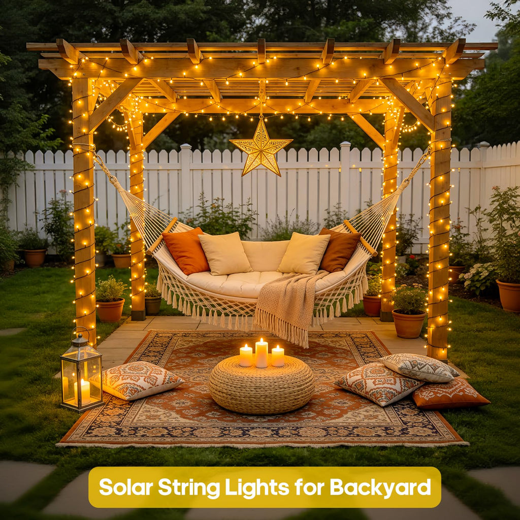 JMEXSUSS 2 Pack Solar String Lights Outdoor, Total 400LED 151FT, Warm White
