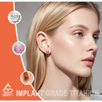 GUIJUEYE Implant Grade Titanium Rose Cut CZ Earrings for Sensitive Ears