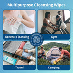 WhyWorry Ultra Thick Bathing Wipes for Adults Rinse Free, Large Body Wipes for Women, Men, Elderly Care & Cleaning, 8" x 12" Disposable Shower Washcloths for Gym & Camping, Fresh Scent, 50 Count