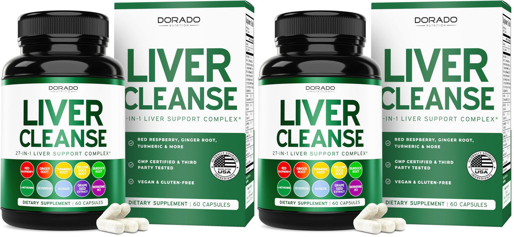 Liver Cleanse Detox & Repair (27 in 1 Formula - Milk Thistle, Dandelion Root, Turmeric, Artichoke Extract & More) - Detox Cleanse Supplement, Liver Support for Adults, Vegan - 60 Capsules (Pack of 2)