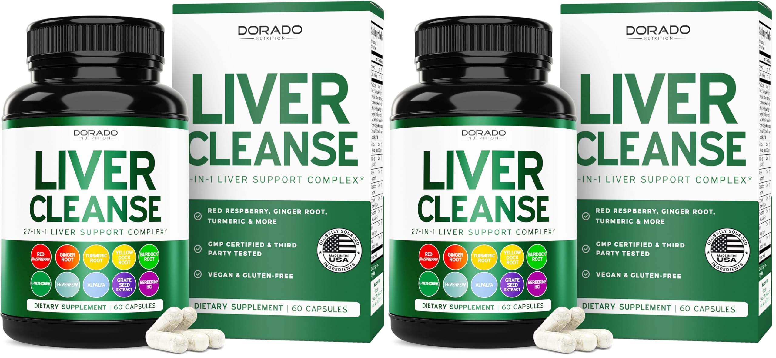 Liver Cleanse Detox & Repair (27 in 1 Formula - Milk Thistle, Dandelion Root, Turmeric, Artichoke Extract & More) - Detox Cleanse Supplement, Liver Support for Adults, Vegan - 60 Capsules (Pack of 2)