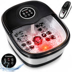 KNQZE Collapsible Foot Spa Bath with Heat & Remote Control, Bubble Massage, Temperature Control, Red Light (Black)