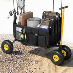 VEVOR Beach Fishing Cart, 300 lbs Load Capacity, Foldable Fishing Cart with Heavy-Duty Carbon Steel Frame, 11-Inch All-Terrain Tires, 8 Rod Holders, Strap, Easy to Clean, for Outdoor Camping Picnic