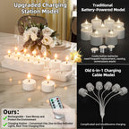 Rechargeable Flameless Tea Lights Candle with Charging Station Remote 12Pcs