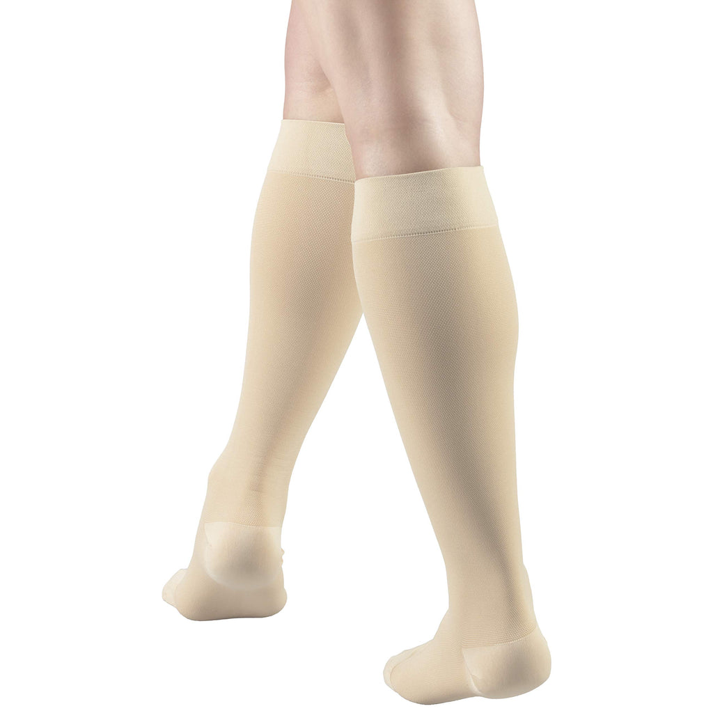 Truform 20-30 mmHg Medical Compression Stockings, Aloe Infused Microfiber, Knee High, Closed Toe, Beige, Medium