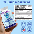 CRUISE IMMUNITY Immune Support Gummies for Cruisers with Vitamin C, B12, Zinc, Elderberry Extract, 60 Gummies, 30 Servings, Cruise and Travel Specific Wellness Supplement