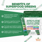 Optimal Human Superfood Greens Powder – 90+ Ingredient Blend with Lion’s Mane Supplement, Ashwagandha & Turmeric – Non-GMO, Soy-Free, Mushroom Supplements – 20 Sachets