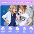 【2025 Newest】 Mini Karaoke Machine for Kids Girls & Boys - Portable Bluetooth Speaker with 2 Wireless Microphones - Kids Birthday Gifts for Ages 4-10 - Kids' Instrument Accessories - Purple