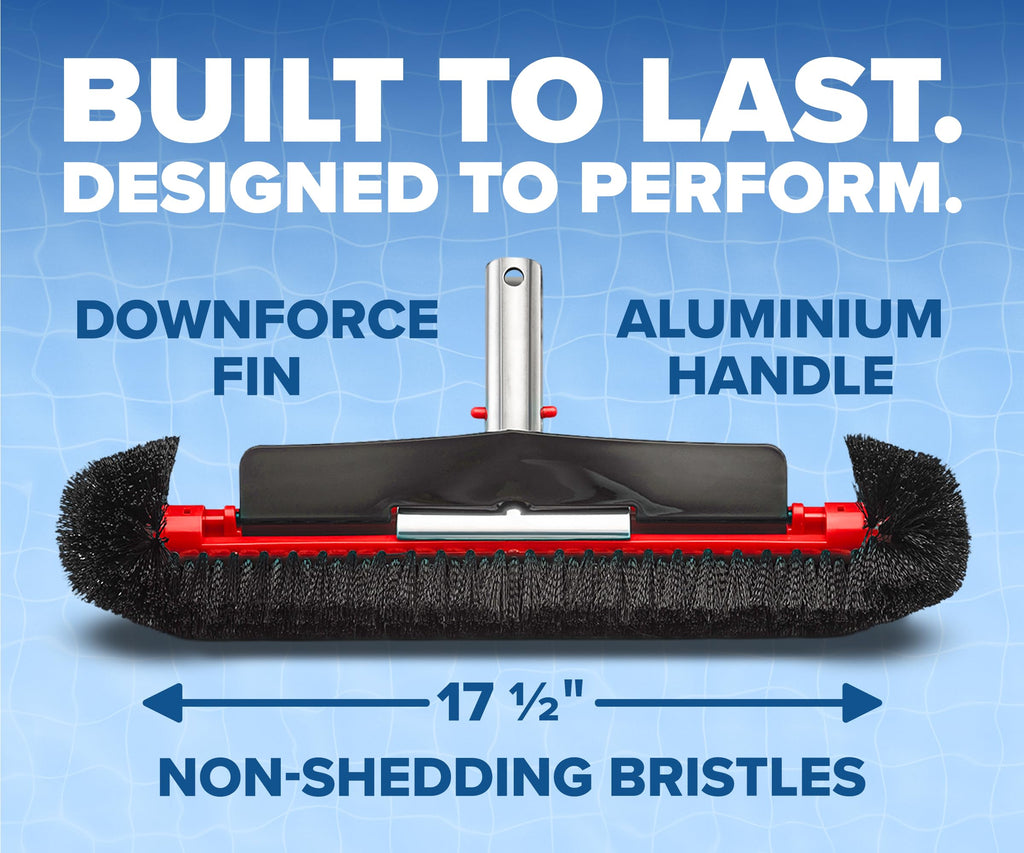 Pool Brush Head for Inground & Above Ground Pools // Heavy Duty Pool Scrubber Brush for Cleaning Algae // Swimming Pool Brush with Round Ends for Corners & Reinforced Aluminum (Pole Sold Separately)