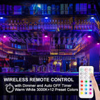 BLS LED Puck Lights with Remote Control, Wireless Under Cabinet & Closet Lighting, RGB 13 Color Changing Lights with Dimmer, Timer & AA Battery Operated, Push, Touch, Stick on for Night, White, 6 Pack