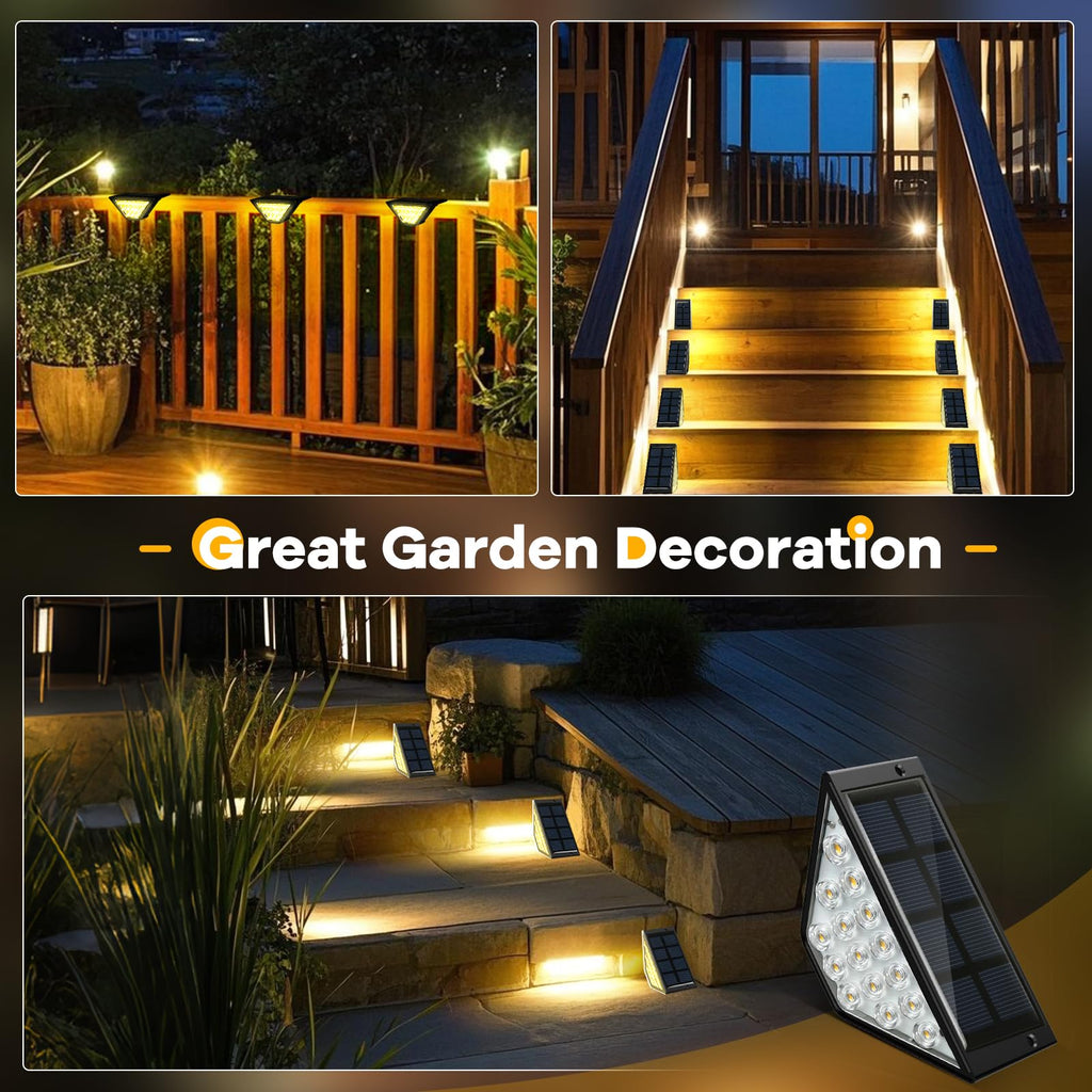 BKBB PPBB Solar Step Lights for Outside, Solar Stair Lights Outdoor Waterproof, Deck Step Lights for Fence, Patio, Yard, Porch, Front Door, Sidewalk, Garden, Patio Decor (8, Warm White)