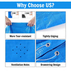 Pool Cover for Round Inflatable Swimming Pool, Round Pool Covers, Built-in Drawstring Dustproof Rainproof Foldable Above Ground Pool Cover (Blue, 10ft)