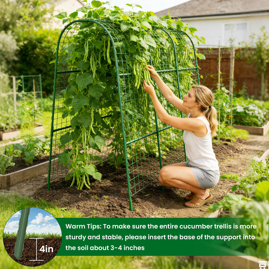 Cucumber Trellis for Raised Bed 48" L x 48" H U-Shape Garden Trellis for Climbing Plants Outdoor, Metal Arch Trellis for Vegetables, Plant Support for Tomato Pea Zucchini Grape Flowers