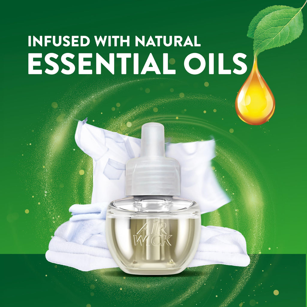 Air Wick Plug in Scented Oil Refill, 10ct, Fresh Linen, Air Freshener, Essential Oils, Eco Friendly Pack