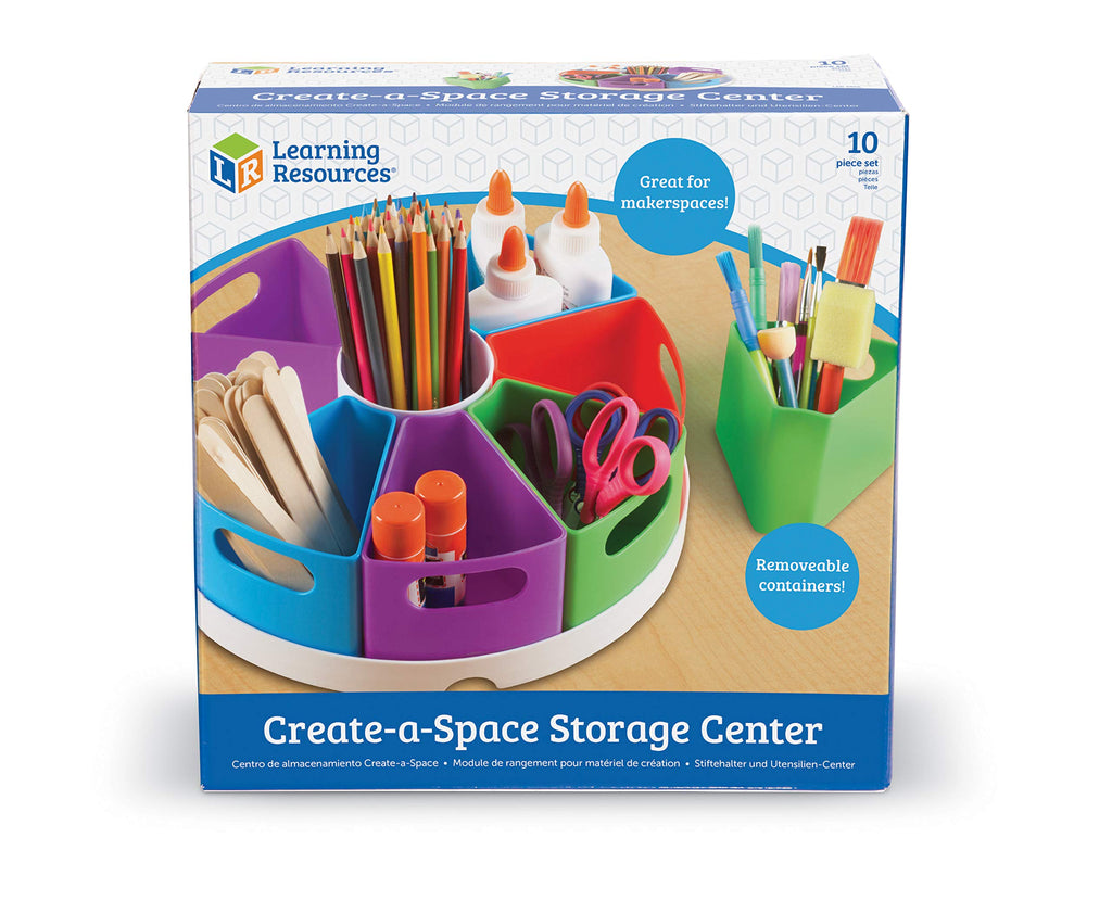 Learning Resources Create a Space Storage Center - Toy Desk Organizer, Classroom Workspace Must Haves, Homeschool Organization, Arts & Crafts, Rotating Caddy, Office & Teacher Supplies