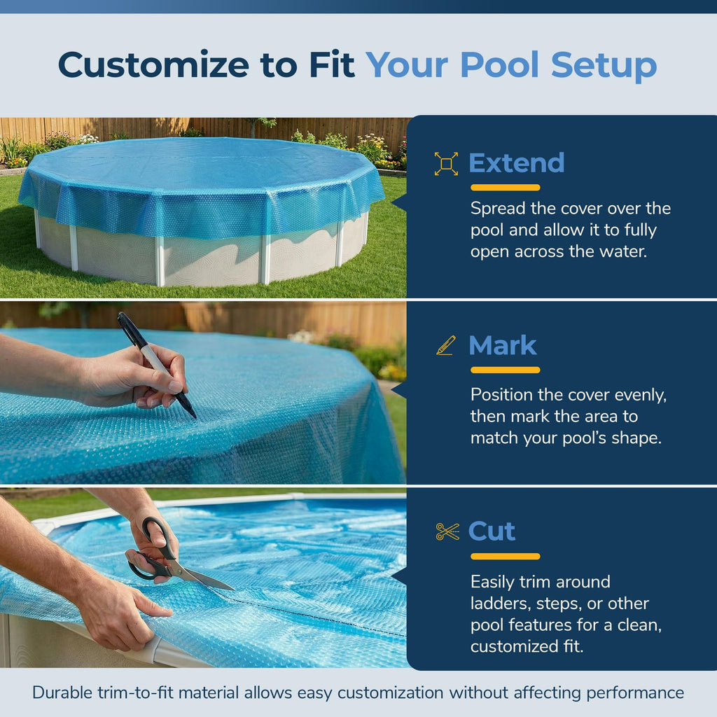 Blue Wave 18-ft Round Solar Pool Cover 8-Mil Blue – Solar Cover for Above Ground Pool, Thermal Bubble Blanket for Heat Retention & Reduced Evaporation