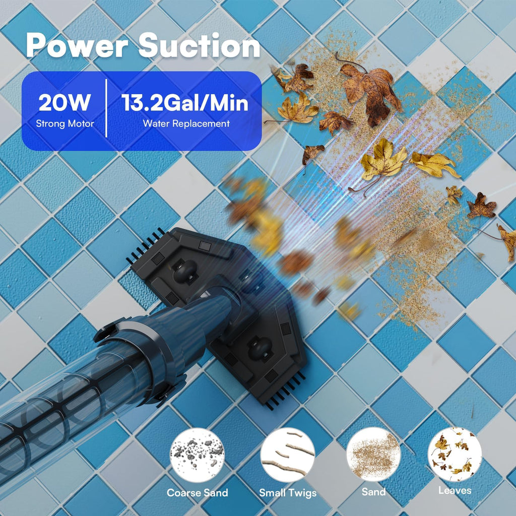 3 in 1 Handheld Spa Hot Tub Vacuum- Cordless Above Ground Pool Cleaner with 3 Brush Heads, 90 Mins Running Time, 13.2 Gallons/Min Powerful Suction, Ideal for Cleaning Debris and Sand Underwater,Black