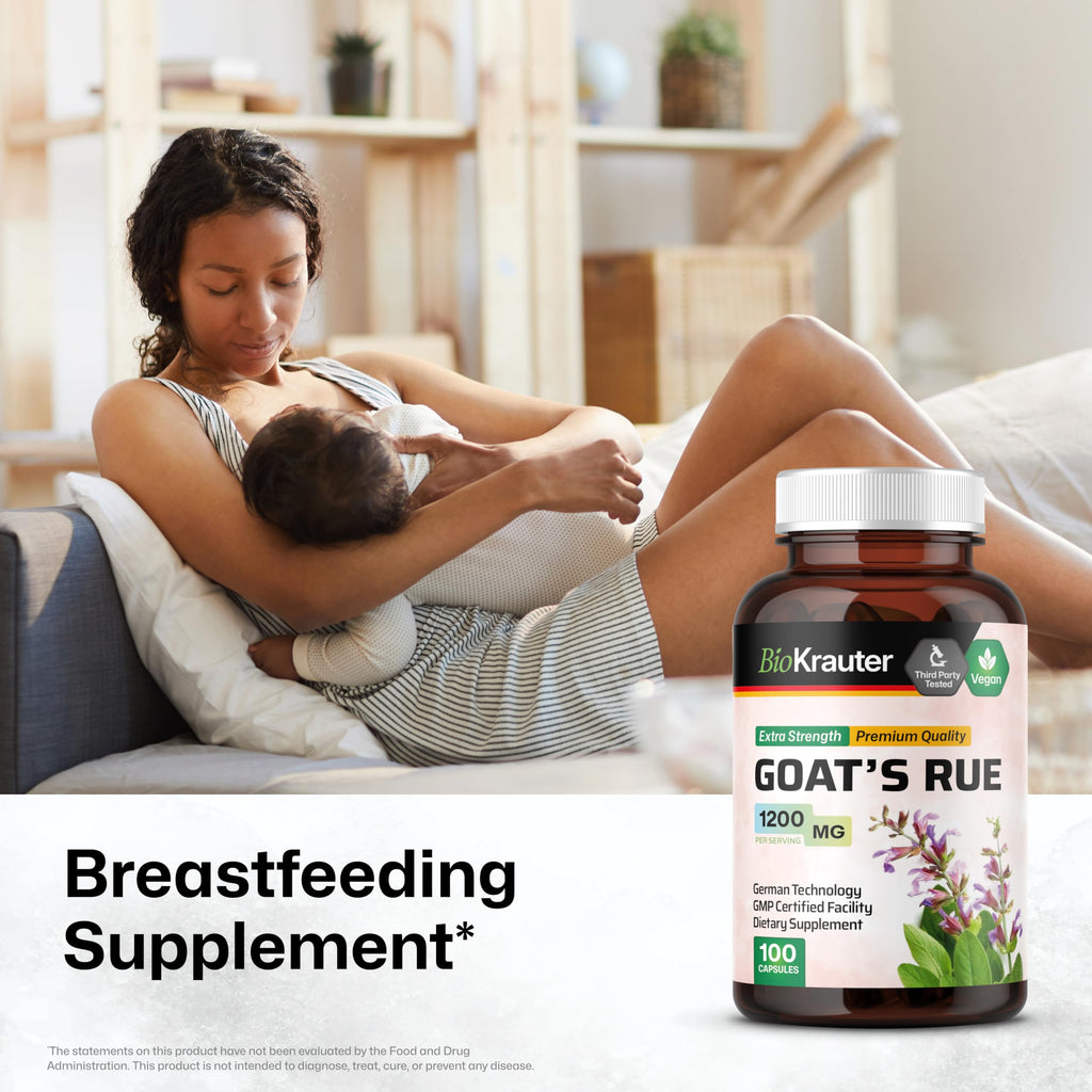 BIO KRAUTER® Goats Rue for Breastfeeding - Pure Vegan Lactation Supplement - Goat’s Rue 100 Capsules 1200 mg per Serving - Natural Supplements for Women - No Fillers, Non-GMO, 25-Day Supply