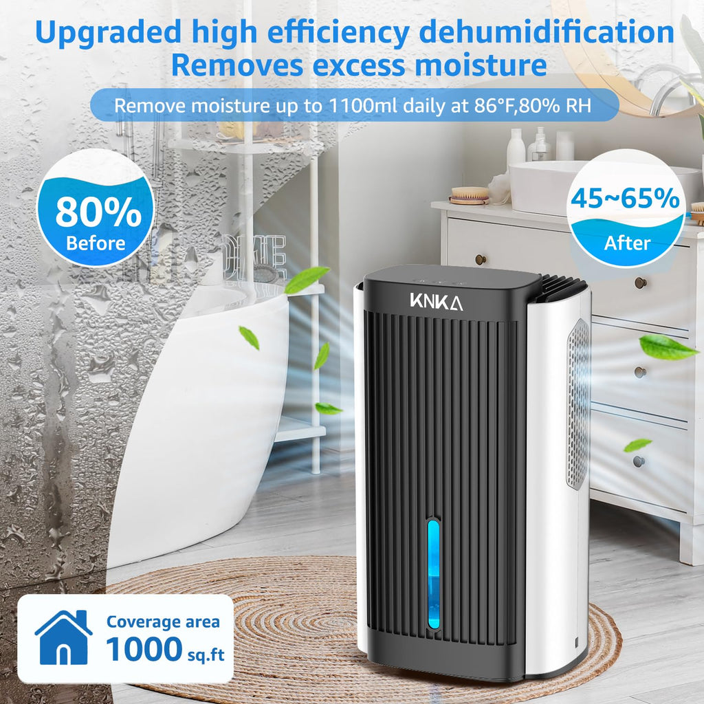 Dehumidifier,95 OZ Water Tank, (1000 sq. ft) Quiet Dehumidifier for Basement, Bathroom, RV, Closet, Bedroom with Auto Shut Off, Sleep Mode,7 Colors LED Light, Dehumidifiers for Home, White