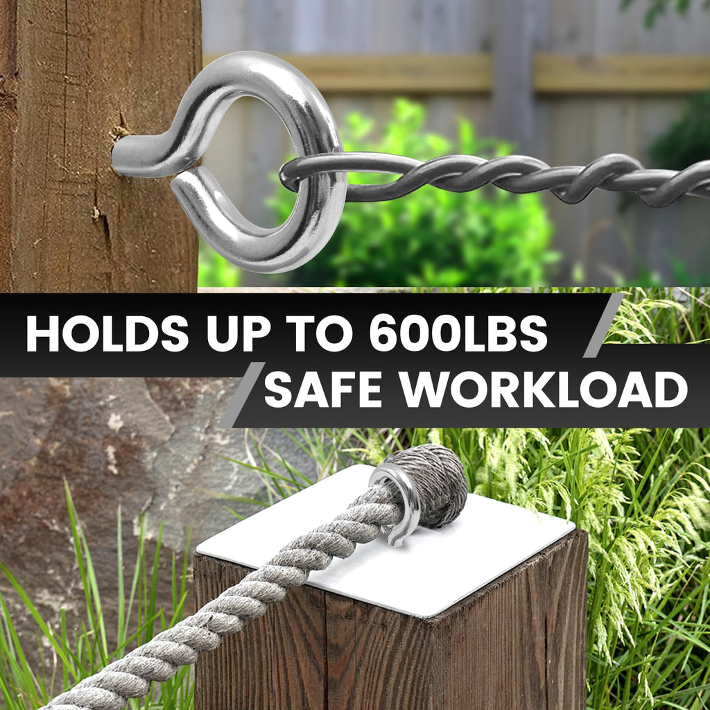 8Pcs Self Tapping Eyelet Screw Eye Bolt，4 Inch Heavy Duty Screw Eyes Hooks ，M8 Wooden Large Screw Eye Hook，Load Capacity 500 Lbs for Hammock ，Yoga，Heavy Indoor Outdoor Uses (8, M8-4 INCH)