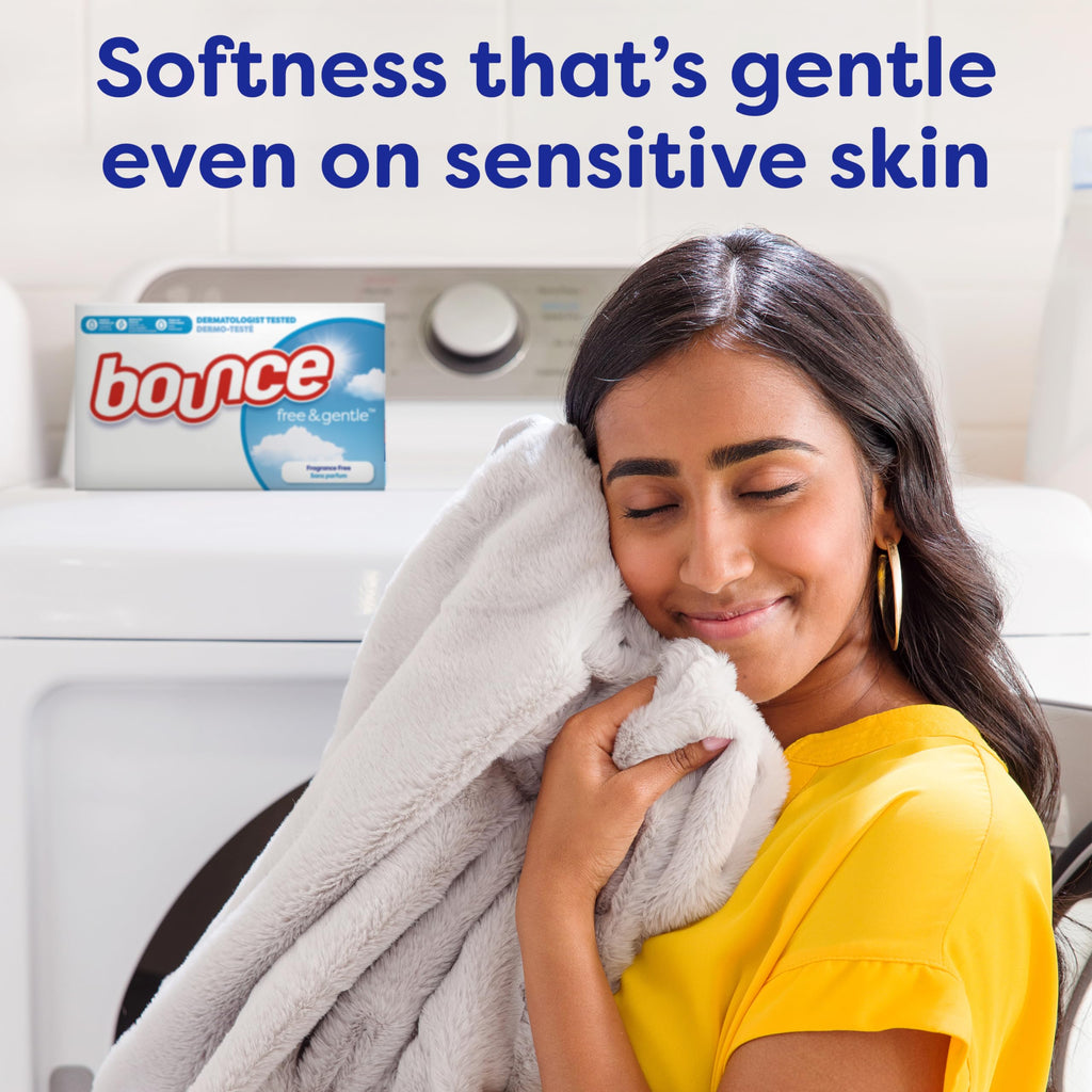 Bounce Free & Gentle Unscented Fabric Softener Dryer Sheets for Sensitive Skin, 120 Count (Pack of 2)