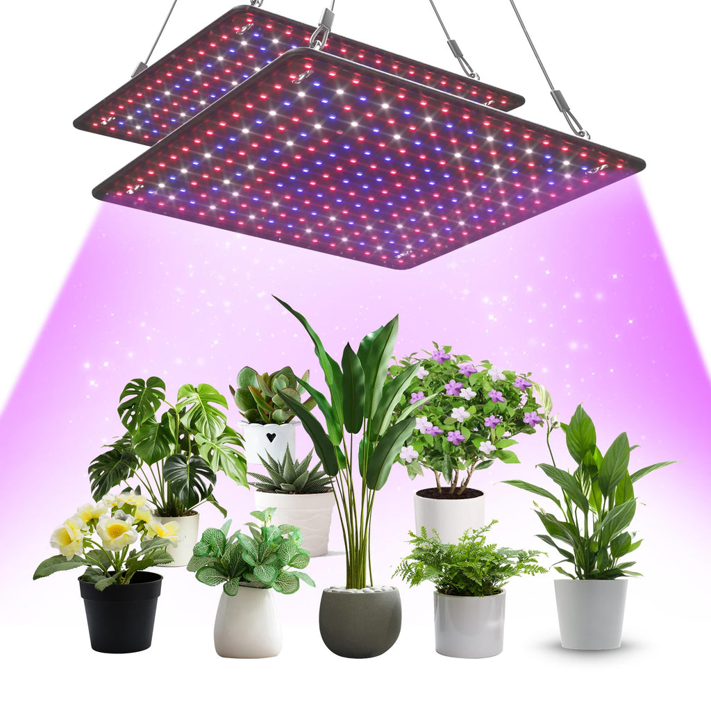 Uallhome 2 Pack LED Grow Light Panel Full Spectrum Lamp for Indoor Plants