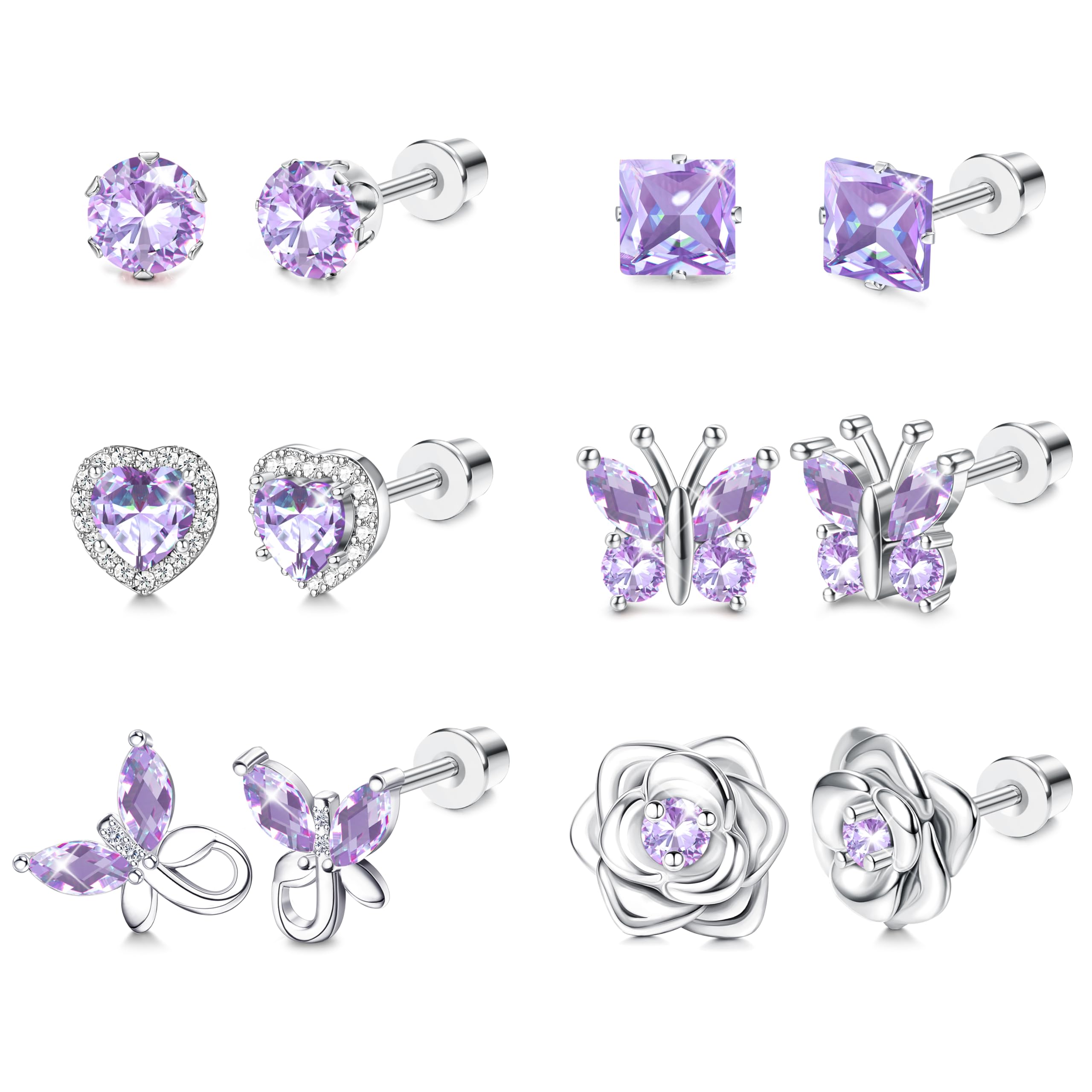 THUNARAZ Hypoallergenic Stud Earrings for Girls Women Birthstone Earrings
