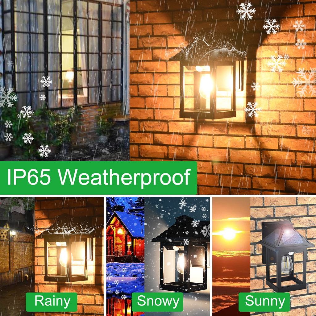 CYHKEE Solar Powered Wall Lanterns Outdoor with 3 Modes, Dusk to Dawn Motion Sensor LED Sconce Lights Waterproof, Exterior Front Porch Security Lamps Wall Mount Patio Fence Decorative Light Fixtures