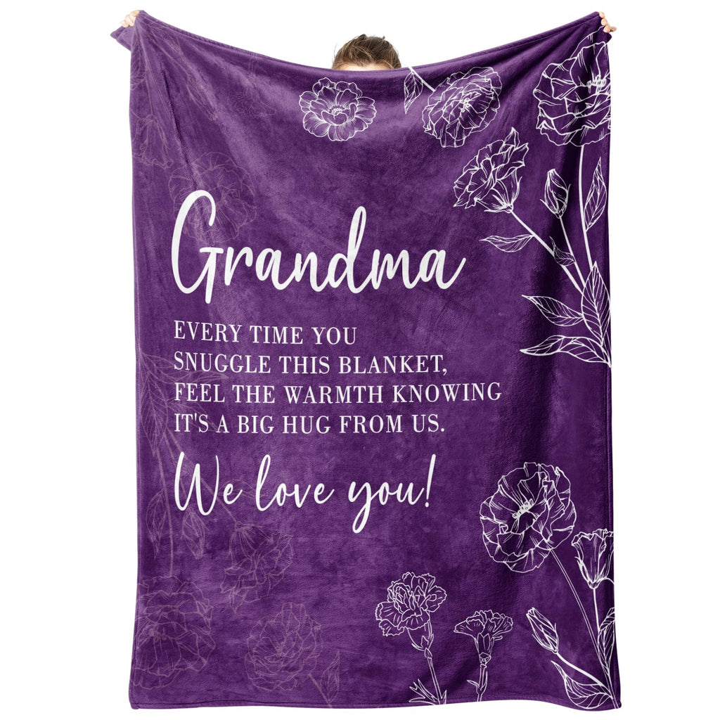 GiltGlimmer Grandma Gifts, Grandma Floral Blanket 50" x 60", Purple