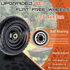 10" Solid Rubber Tires, 4.10/3.50-4 Tire and Wheel Flat Free, 2-Pack with 3/4" Bearings, 2.17"Offset Hub for GOR Garden Cart, Wheelbarrow, Trolleys, Hand Trucks & Yard Trailers