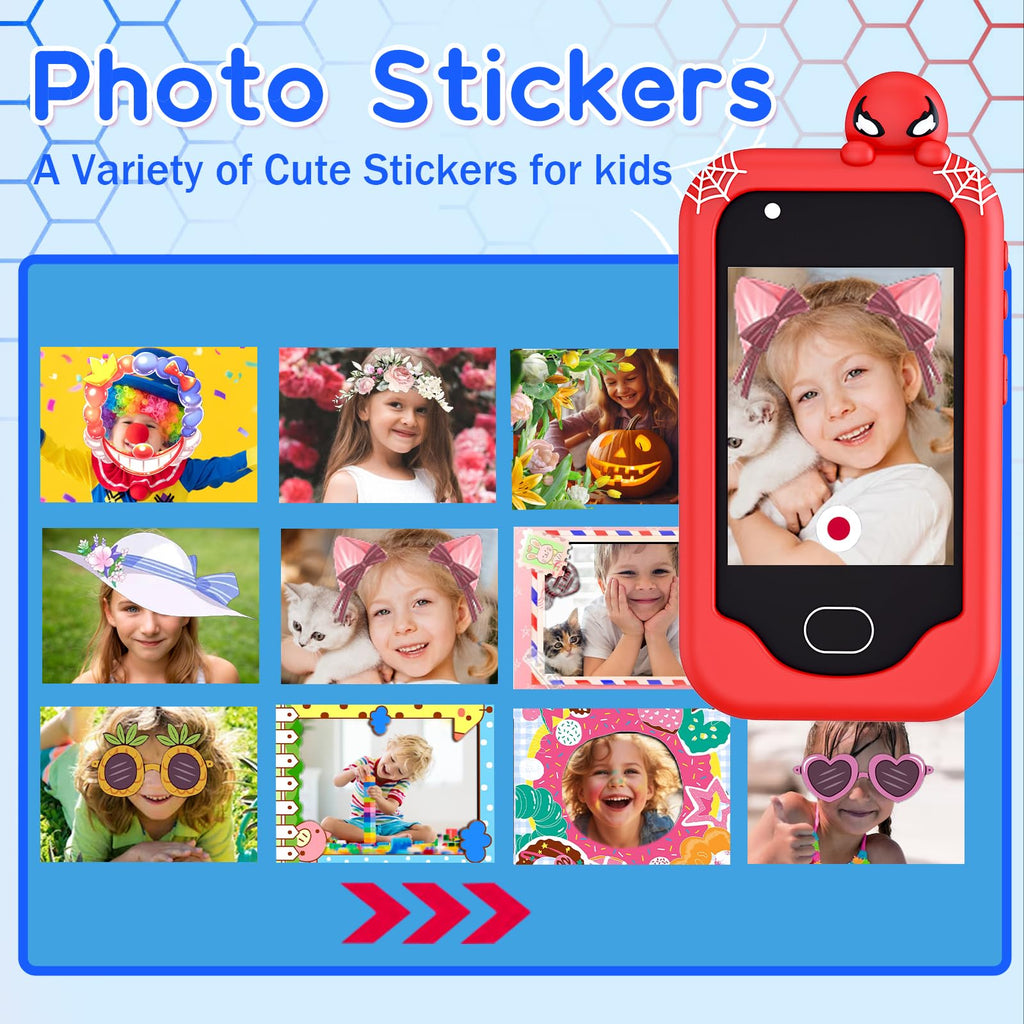 Gocina Kids Smart Phone， Toddler Christmas Birthday Gift for Age 3-10, Touchscreen Kids Cell Phone Toy with Cameras, Learning, Music, Games and 32 GB Card