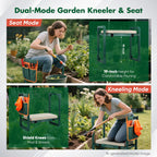 SakerPlus Garden Kneeler and Seat,Heavy Duty Foldable Garden Stool with 10-Inch Thickened Pad, Extendable Legs, Tool Bag and Storage Bag,Gardening Gift Choice for Women Mom Men Seniors