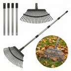 Metal Bow Leaf Rake with 25 Steel Teeth & 68" Stainless Steel Handle