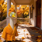 Yooxuned Spa Day Porch Goose Outfits for 23" Statue, Fits 17/23/29" Cement Plastic Geese, 3-Pc Plush Bathrobe, Spa Head Wrap & Cucumber Eye Set, Funny Patio Poolside Garden Decor Gift for Goose Lovers
