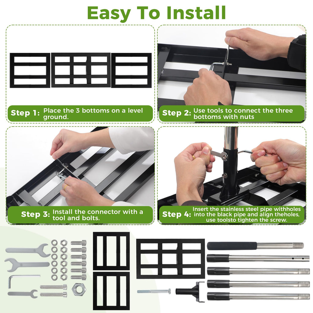 Lawn Leveling Rake, 45"x10" Stainless Steel Lawn Leveler with 76" Adjustable Handle, Heavy-Duty Yard Leveling Rake for Garden, Golf Course, Farm, Pasture, Professional Lawn Care Tool