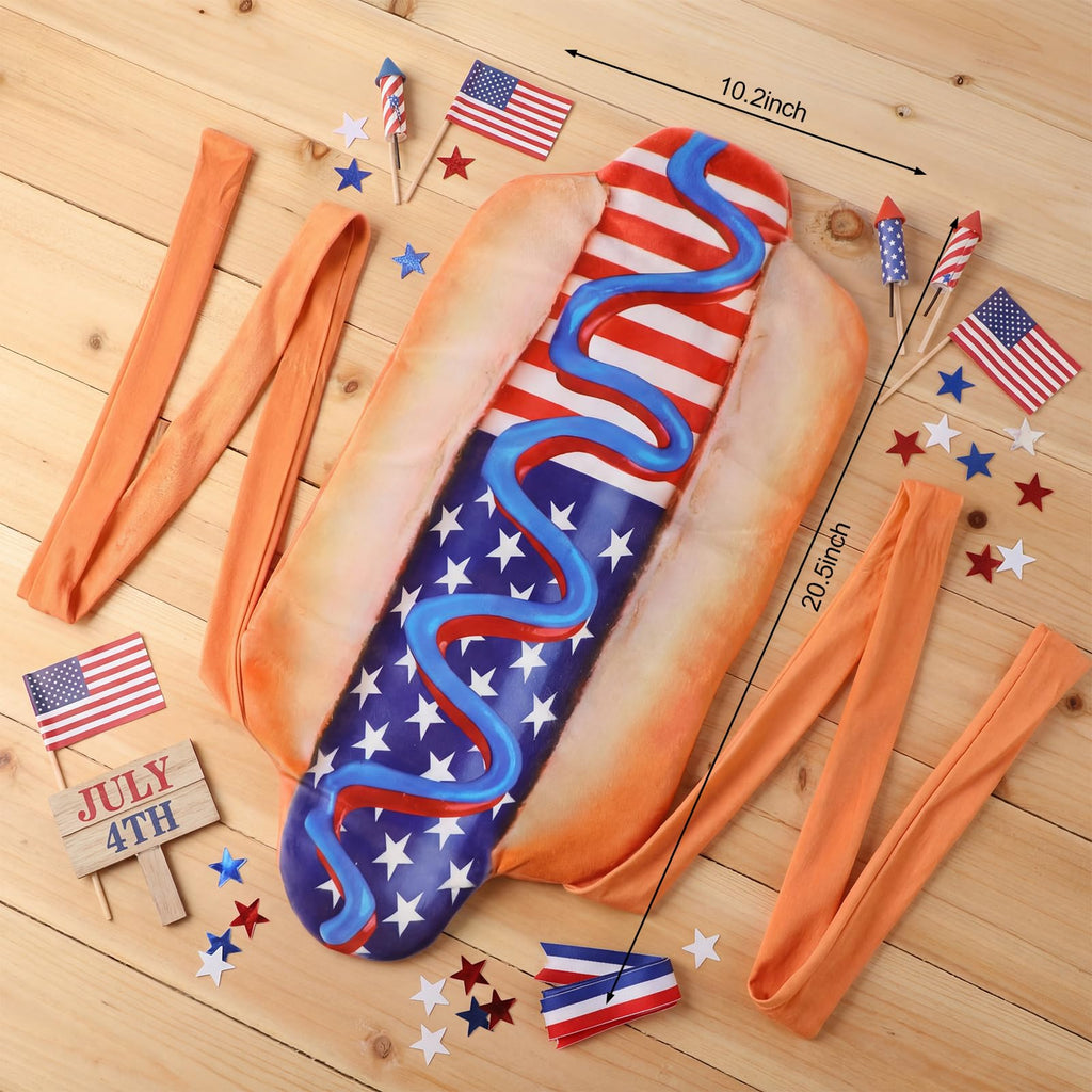Tudomro 4th of July Porch Goose Outfit for 23" H 250th Anniversary Hot Dog Patriotic Goose Clothes American Flag Fits Independence Day Large Cement Statue Outdoor Patio Garden Yard Lawn Costume Decor