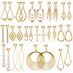 15 Pairs Gold Clip on Earrings for Women Fashion：Celtic Knot,Long Bar,Tear Drop Earring Clip on Hoop Earings for Women-Clipon Ear Rings for Womens (#3)