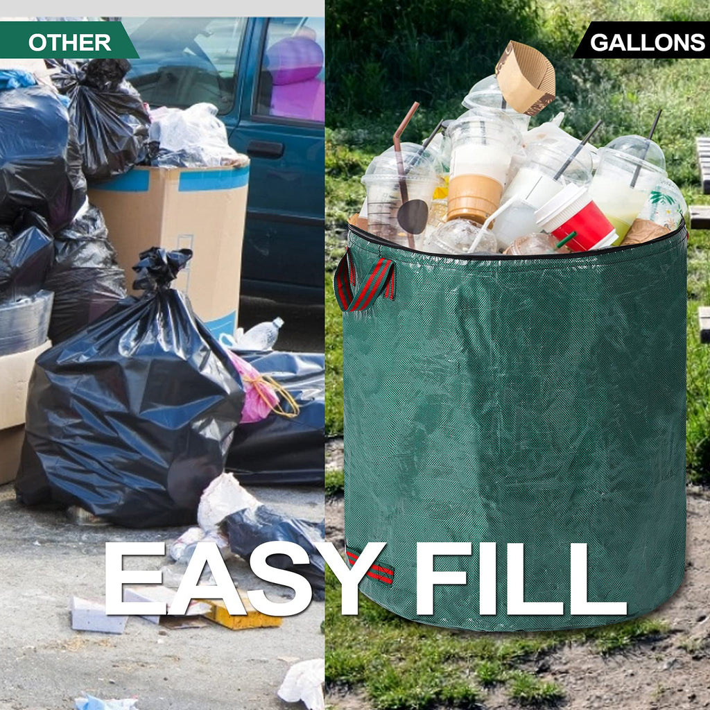 Pilntons 3 Pack 72 Gallons Reusable Yard Waste Bags with Lid