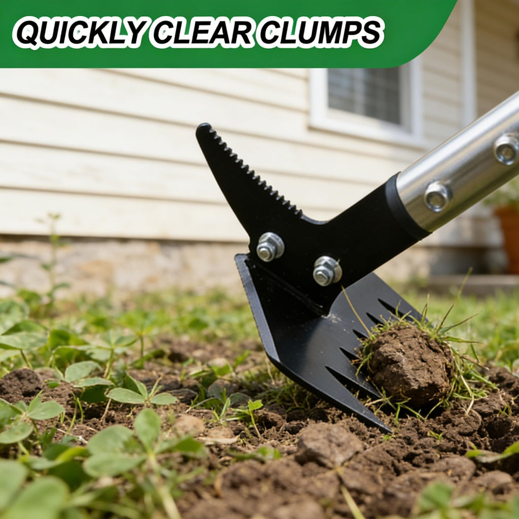 BARAYSTUS Weed Puller 61" Adjustable Long Handle, 2-in-1 Weed Rake & Crack Weeder with Detachable Head, Stainless Steel Weeding Tool for Lawn, Yard, Garden & Sidewalk Cracks, Weed Remover