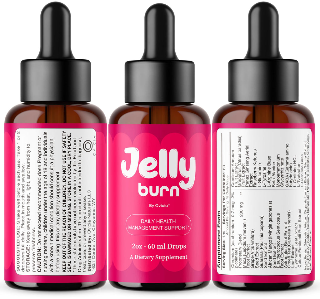 (2 Pack) Jelly Burn Drops - Official JellyBurn Oral Liquid Drops Advanced Premium Formula Maximum Strength, All Natural Ingredients Vitamins for Overall Health & Wellness, 2 Bottles for 2 Months