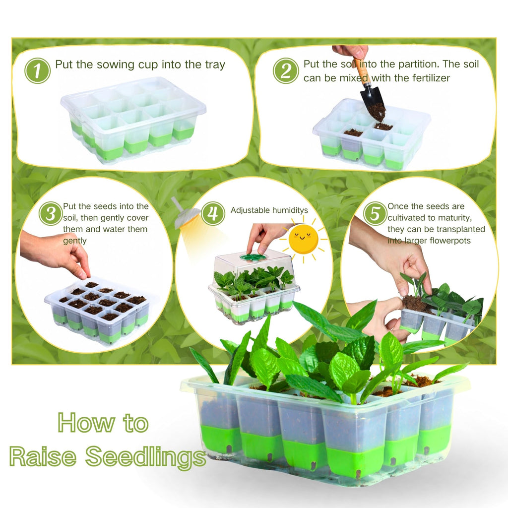 ZSYWODFO 5 Pack 60-Cell Silicone Seed Starter Trays with Humidity Dome