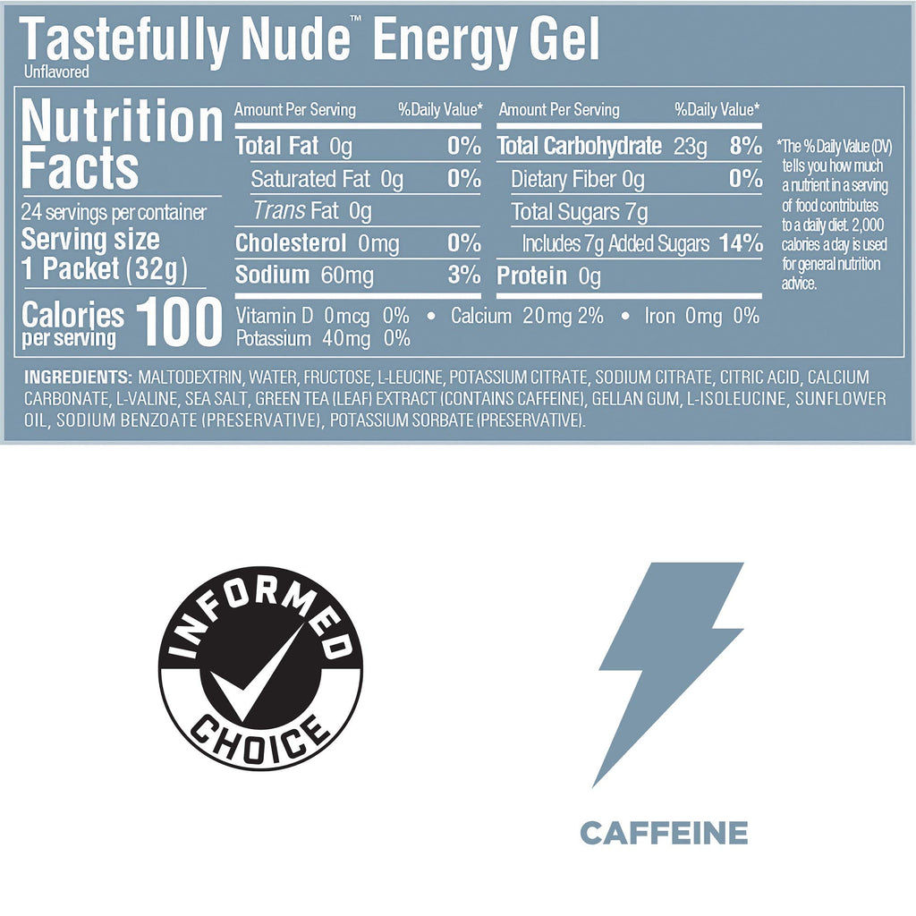 GU Energy Original Sports Nutrition Energy Gel, Vegan, Gluten-Free, Kosher, and Dairy-Free On-the-Go Energy for Any Workout, 24-Count, Tastefully Nude