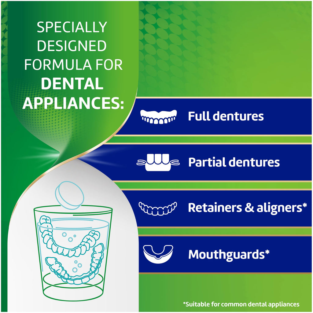 Polident Overnight Whitening Antibacterial Dental Appliance Cleanser Tablets, 90 Count (2 Pack)