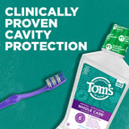 Tom's Of Maine Whole Care Natural Fluoride Mouthwash, Fresh Mint, 16 Oz (Pack of 3) (Packaging May Vary)