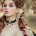 Renaissance Fairy Elf Ear Cuffs - Gold Mermaid Ears Elven Ear Cuffs with Tassel Butterfly Ear Wrap Earrings Non Piercing Earrings for Women Renfaire Halloween Christmas Dress Up Cosplay Accessories