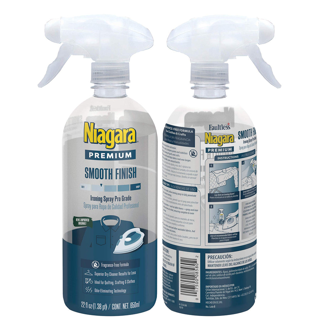 Niagara Spray Starch (22 Oz, 2 Pack) Trigger Pump Liquid Starch for Ironing, Non-Aerosol Spray on Starch, Reduces Ironing Time, No Flaking, Sticking or Clogging, Biodegradable Ingredients, Recyclable